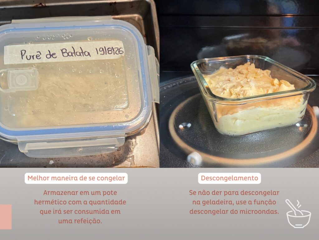 Purê de batatas cremoso com dicas para congelar e descongelar sem perder sabor e textura.